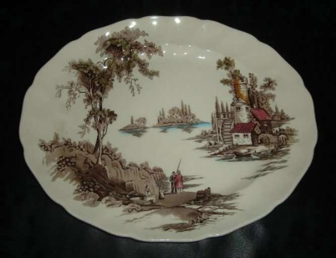 JOHNSON BROS " THE OLD MILL " LARGE OVAL PLATTER from BLISFUL