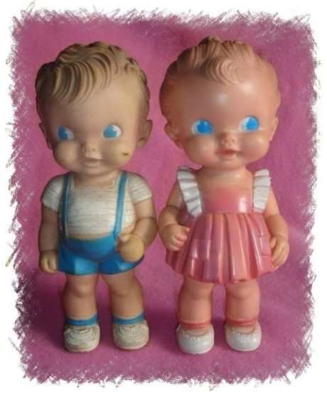 A vintage pair of 1950's Ruth E. Newton dolls by Sun Rubber from BLISFUL