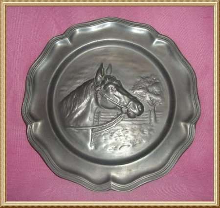 SOLID PEWTER HORSE WALL PLAQUE from BLISFUL