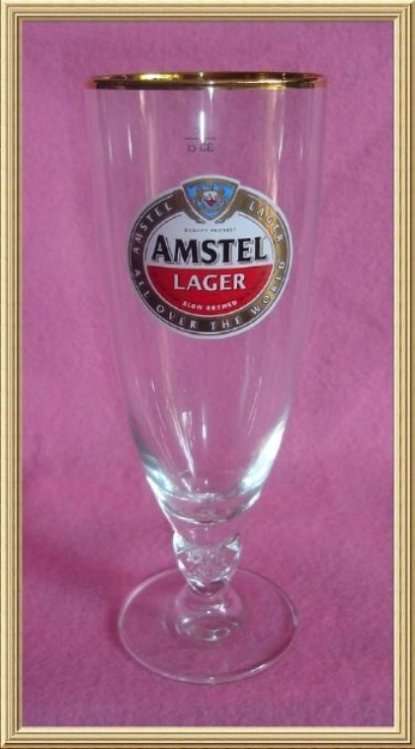 STEMMED CRYSTAL CRESTED AMSTEL LAGER GLASS from BLISFUL