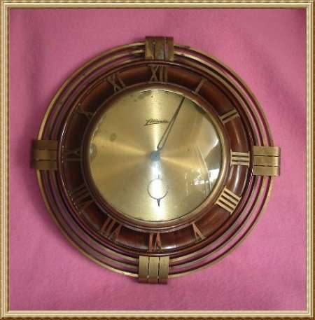 VINTAGE NEOCLASSICAL SOLID BRASS & WOOD ATLANTA GERMAN WALL CLOCK from BLISFUL