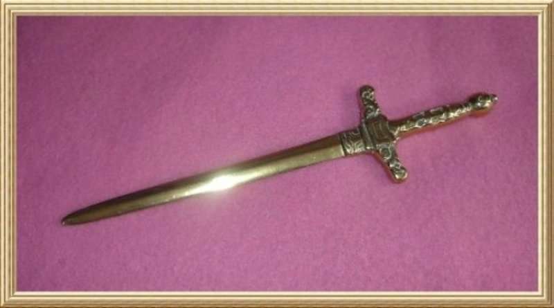 SOLID BRASS SWORD SHAPE LETTER OPENER from BLISFUL