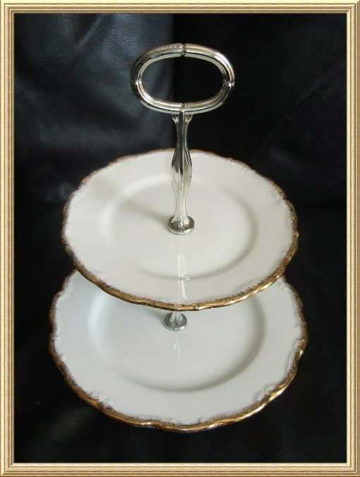 ROYAL ALBERT " SNOW QUEEN " two tier CAKE STAND from BLISFUL