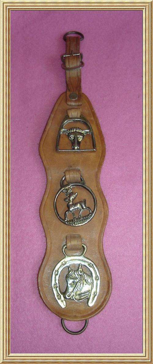 THREE LEATHER STRAPPED HORSE BRASSES from BLISFUL