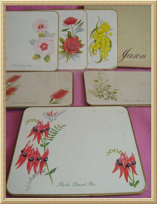Boxed Vintage Cork - Jason Wildflowers of Australia - 6 x Large Placemats from Blisful
