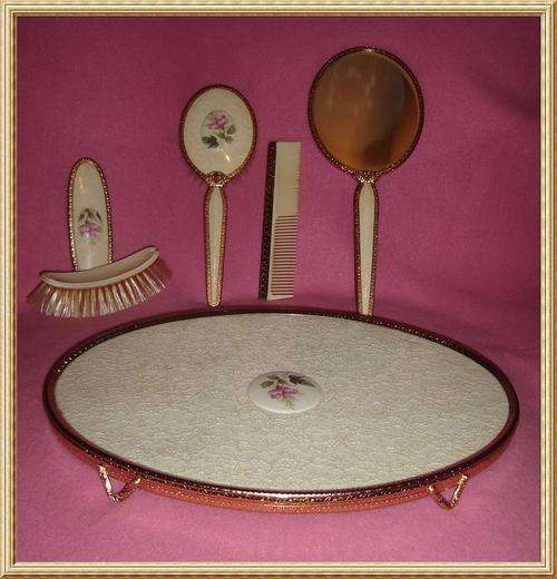 Vintage Regent of London Pterry Vanity Set Bone China Cameo Centre from Blisful
