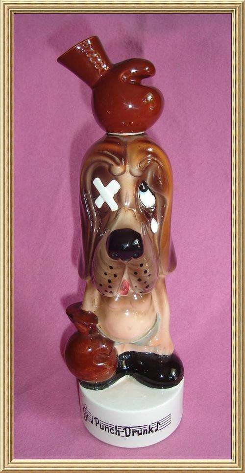Vintage Musical Porcelain " Punch Drunk " Hound Decanter from Blisful