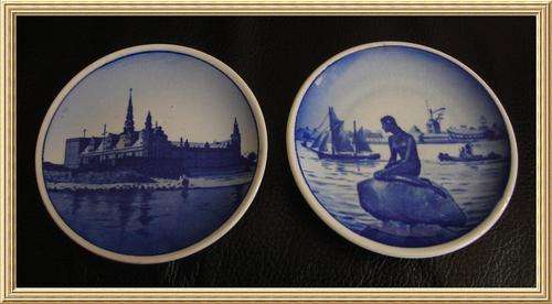 Pair of Danish mini wall plates " Kronborg Slot & Langelinie " from Blisful