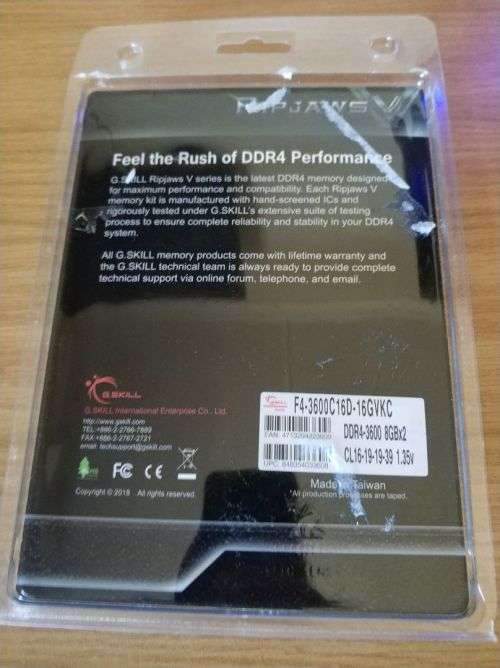 G.Skill Ripjaws V DDR4 3600 CL16 8GB (1x 8GB)