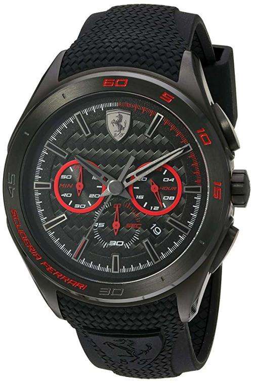 Scuderia Ferrari Men's Stainless Steel Quartz Watch with Silicone Strap, (Model: 830344)