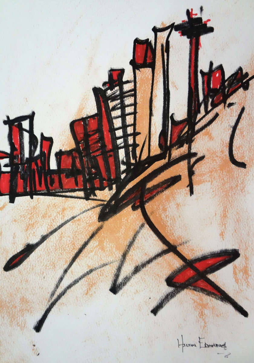 Hilton Edwards Abstract Art Painting - cityscape Gallery Retail R4 000