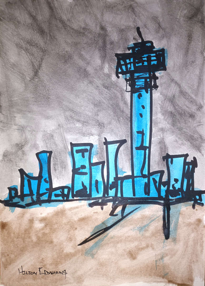 Hilton Edwards Abstract Art Painting - cityscape Gallery Retail R2 000