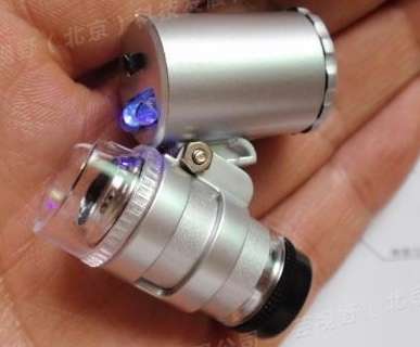 Miniature Illuminated Money Detector Microscope 60x Magnifier Microscope Portable Mini Magnifier Hig