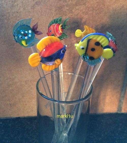 Glass Fish Design Drink Stirrers - cocktail stirrers