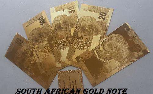 #GOLD# SOUTH AFRICAN GOLD FOIL NOTE SET + C.O.A PURE 24CT GOLD FOIL