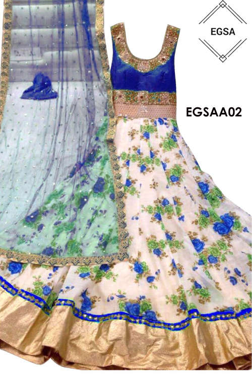 Elegant Blue Floral Eastern Anarkali Suit