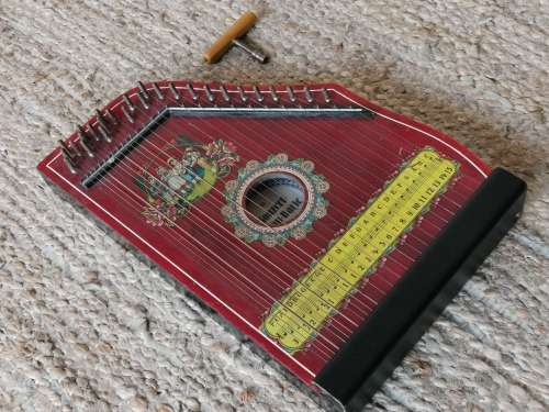 Small Antique Harp with tuning tool