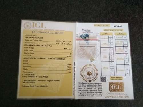 ***WOW R1 START*** ***IGL CERTIFIED*** HUGE MASSIVE 2.67ct STUNNING FIRE "I" COLOUR NATURAL DIAMOND