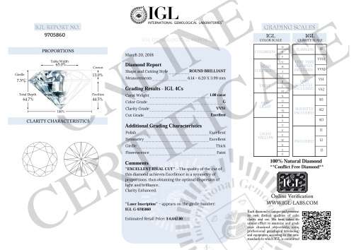 ***WOW R1 START*** ***IGL CERTIFIED*** AWESOME 1.00ct STUNNING FIRE "G" COLOUR VVS1 NATURAL DIAMOND