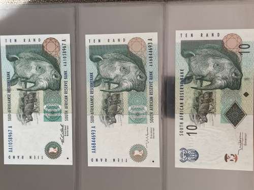 Set Of 3 AA R10 Notes Mboweni And Stals