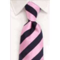 100% SILK STRIPED PINK & GREY NECK TIE + MATCHING HANKIE + MATCHING CUFFLINKS