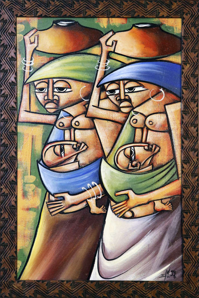 2x Beautiful African Paintings - Framed Oil on Board