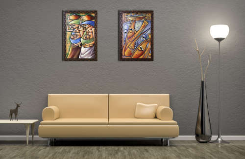 2x Beautiful African Paintings - Framed Oil on Board