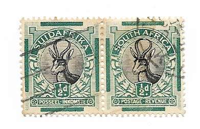 UNION OF SOUTH AFRICA. 1930-1945 1/2d Used Pair with Variety