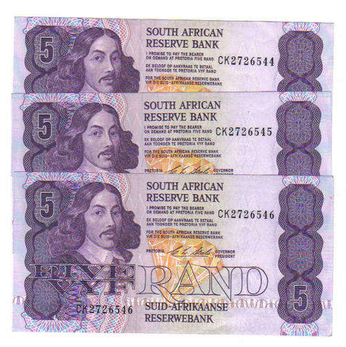 3 X UNCIRCULATED CL Stals R5 consecutive numbers