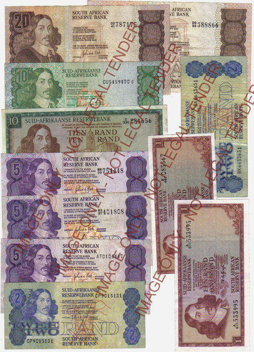Collection of South African Bank Notes 11 notes