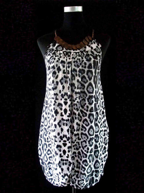 Sexy Spaghetti Strap Leopard Top/Short Dress 34/36