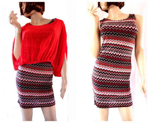 Sexy Slim Short Dress With Flutter Top Red Sizes 32-36