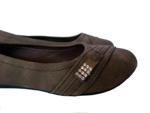 Brown Diamante Pumps Flat Shoes Size 6