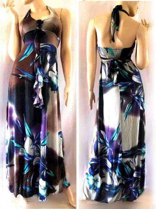 Halter Neck Floral Maxi Dress 34/36