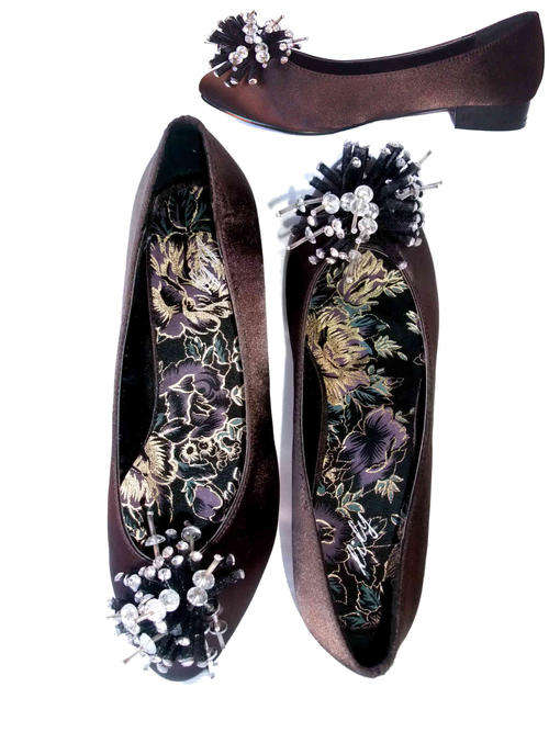 Sparkling Satin Finish Chocolate Pumps Size 5 & 6 available