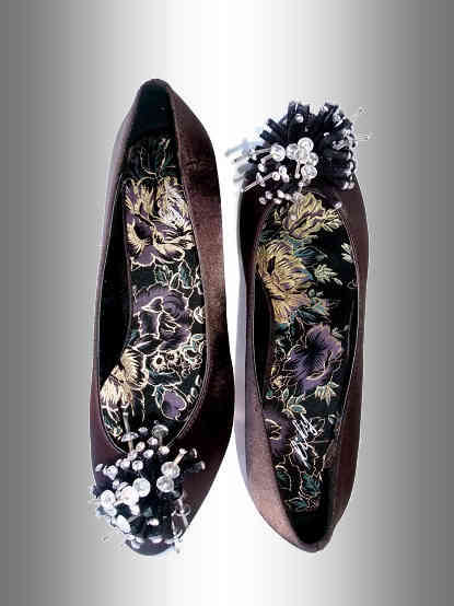 Sparkling Satin Finish Chocolate Pumps Sizes 4-8