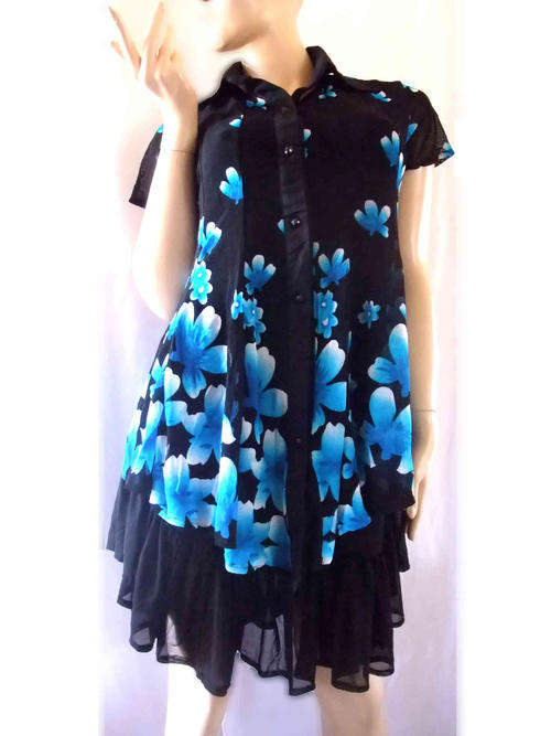 Elegant Floral Chiffon Dress 2 Piece Size 34/36