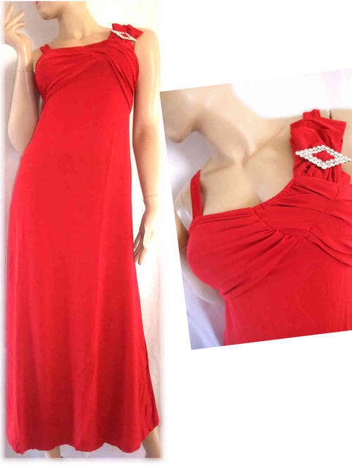 Stunning Evening Dress With Diamante Shoulder Red Size 38/40
