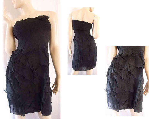 Multi Layer Elastic Bust Knee Length Dress Black Size 32/34