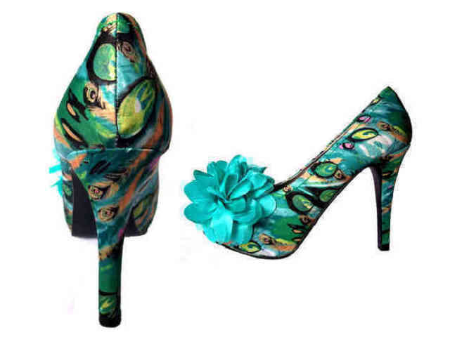 Stunning Peep Toe Flower Watercolor Print Platform Size 3