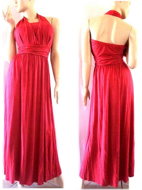 Sexy Halter Neck Maxi Dress Red Wine Size 34/36