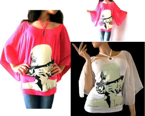 Fashion Cotton Chiffon Bell Sleeve Blouse White Size 32/34