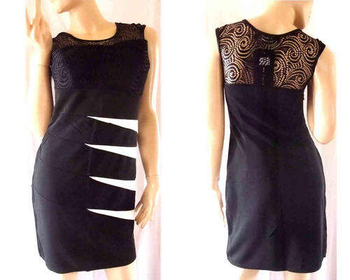 ELEGANT Monochrome Lace Knee Length Dress Size 34/36