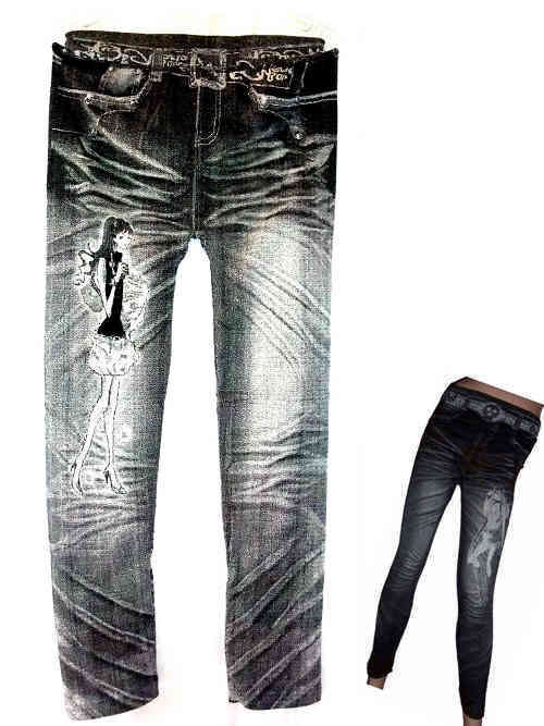 Fashion Jean Look Print Stretchy Leggings