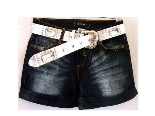 Fashion Blue Sky Jean Shorts With Belt Size 30
