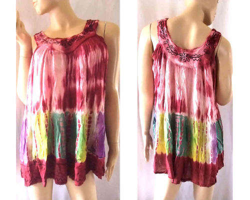 Stylish Plus Size Embroidered Rayon Tunic Top