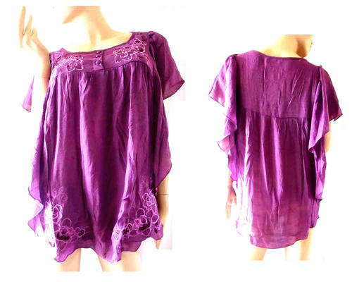 Flutter Sleeve Embroidered Tunic Top Size 40/42