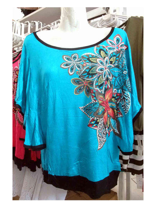 Elegant Butterfly Sleeve Floral Pattern Top Size 34/36