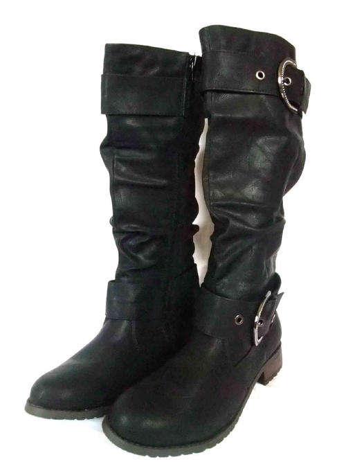 * * New Arrivals * * Black Pleather Buckle Boots Sizes 3,4,5,6,7,8