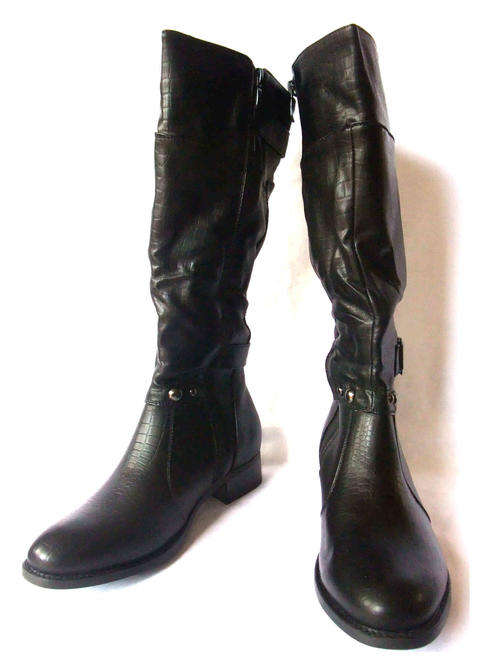 Biker Boots Leatherlike Casual Boots Black Sizes 3,5,6